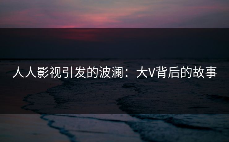 人人影视引发的波澜：大V背后的故事