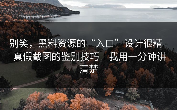 别笑，黑料资源的“入口”设计很精 - 真假截图的鉴别技巧｜我用一分钟讲清楚